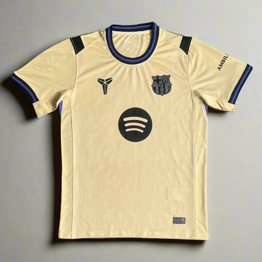 Barcelona jersey with black accents on a green background