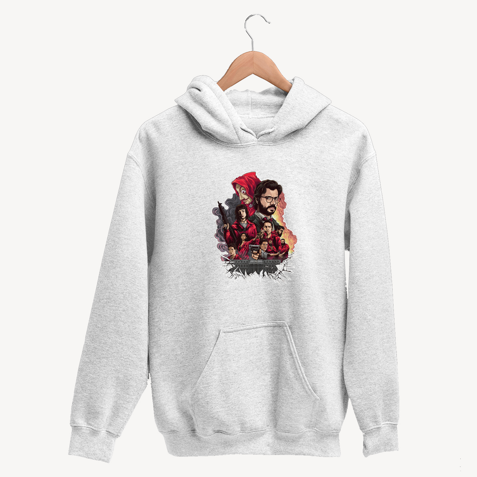 Money Heist The Dream Team - Unisex White Hoodie