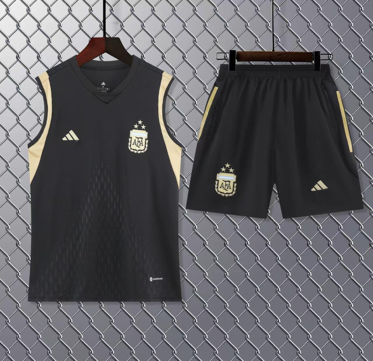 Argentina Black Sleeveless Jersey With Shorts 2024