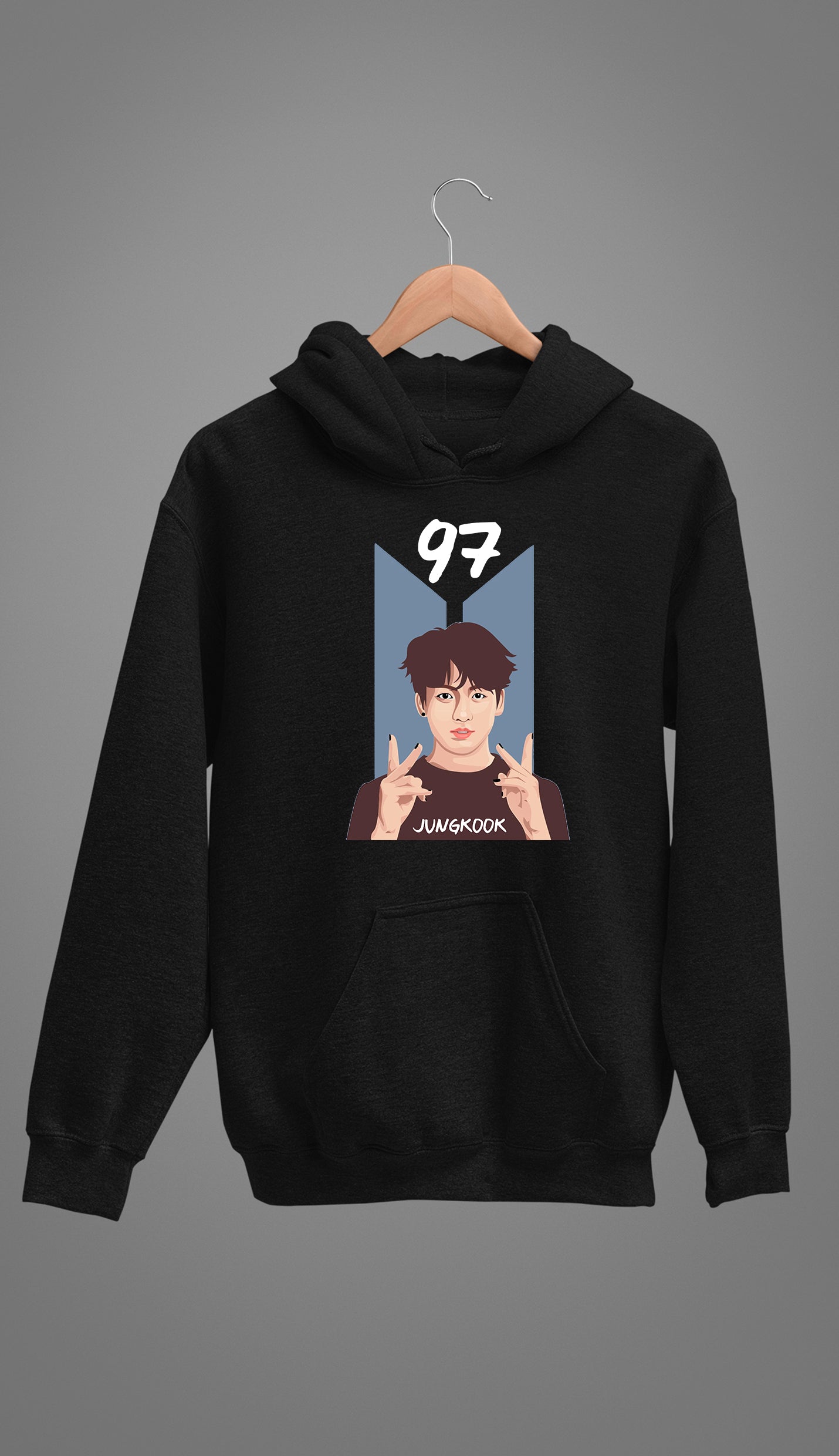 BTS Jungkook 97 Graphic Unisex Black Hoodie