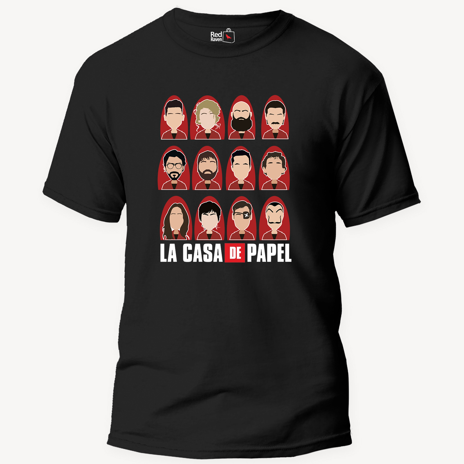 Money Heist Graphic Characters - Unisex Black T-Shirt