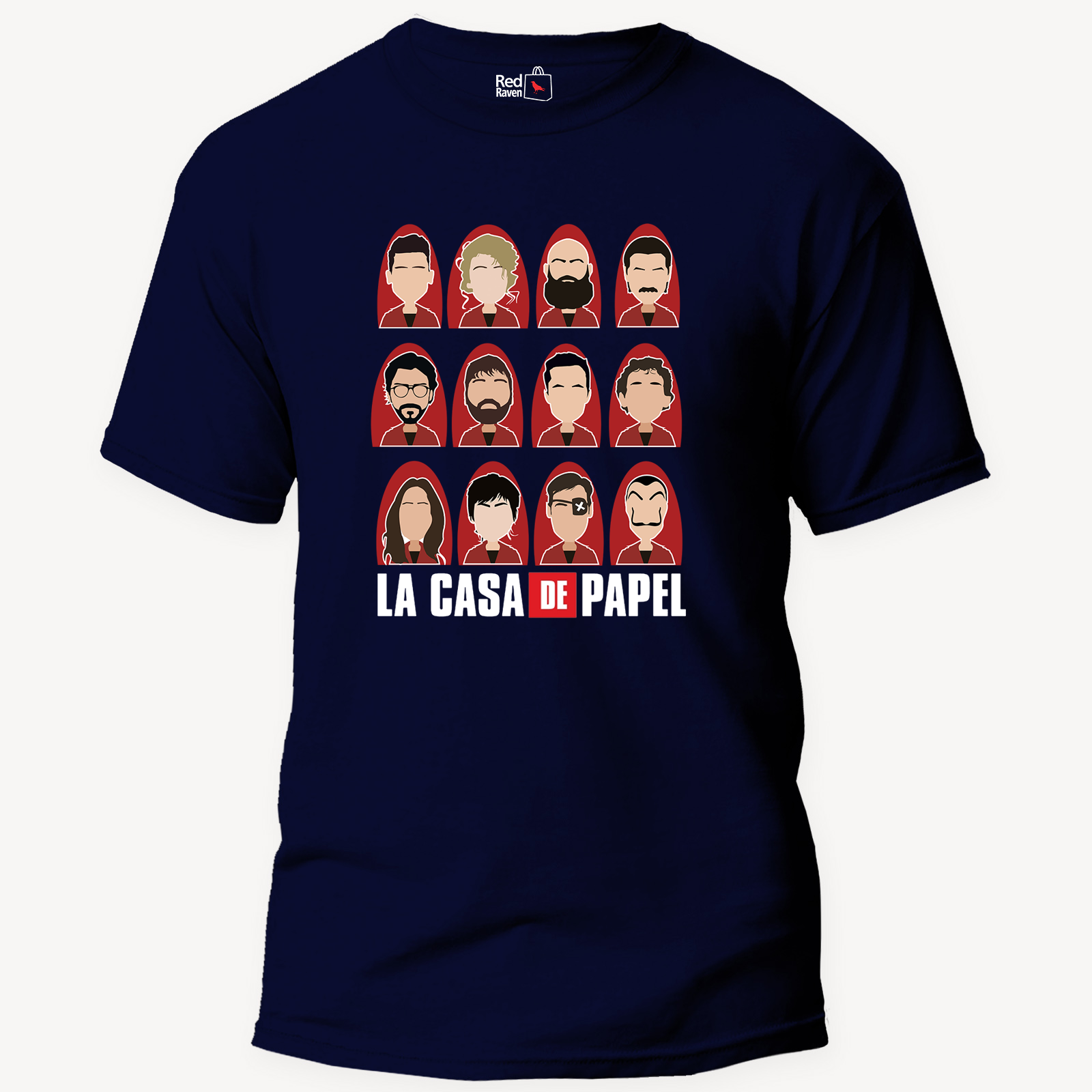 Money Heist Graphic Characters - Unisex Navy Blue T-Shirt