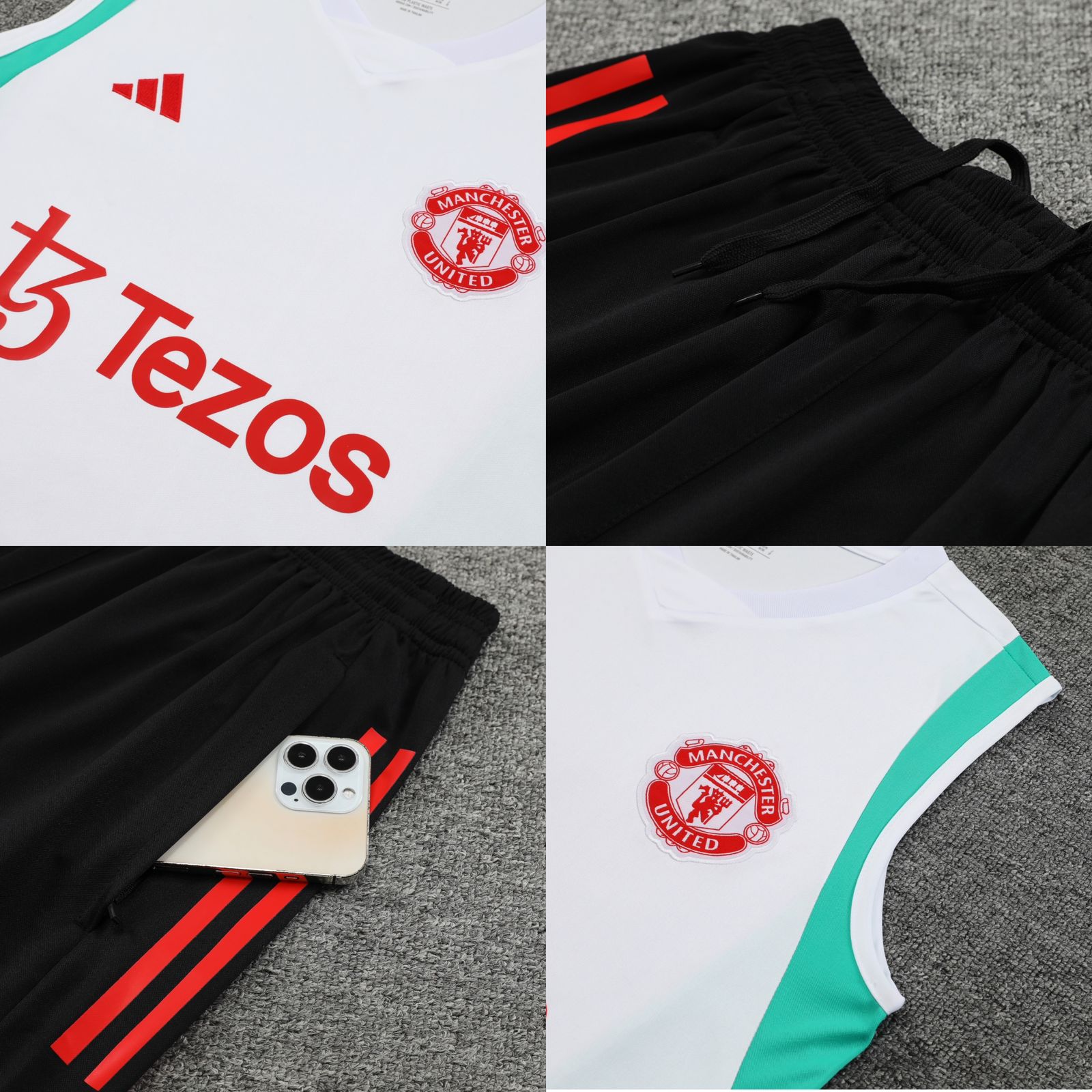 Manchester United White Sleeveless Jersey With Shorts 2024