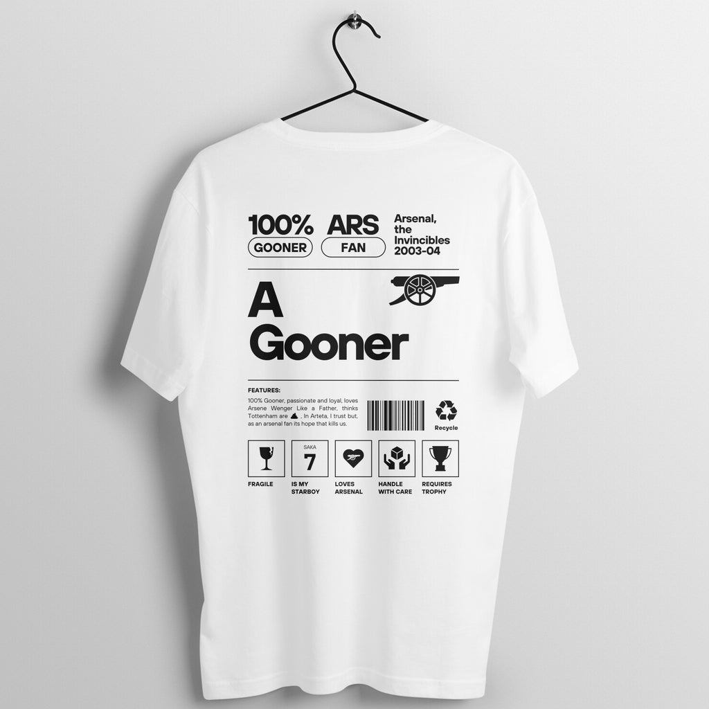 Arsenal A Gooner Fan Streetwear Unisex Tee [Back]
