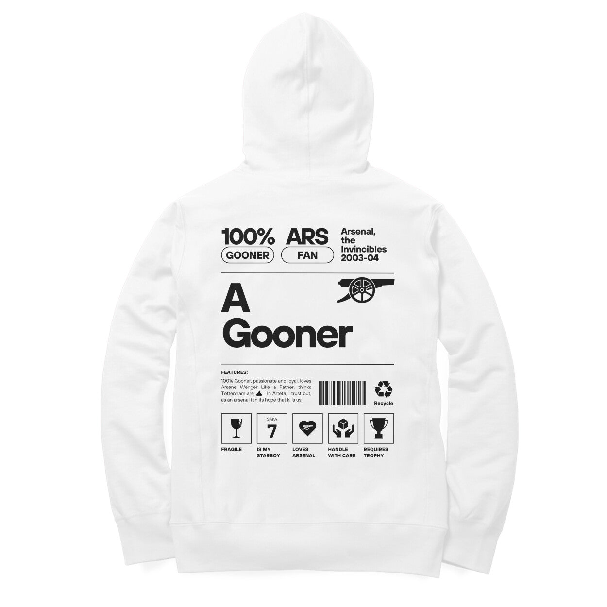 Arsenal A Gooner Fan Unisex Hoodie [back] (CLEARANCE SALE)