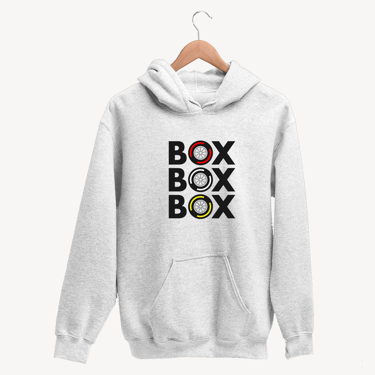 BOX BOX BOX Formula 1 Unisex White Hoodie