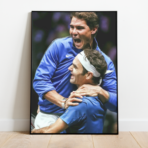 Roger Federer Nadal GOATS Framed Poster