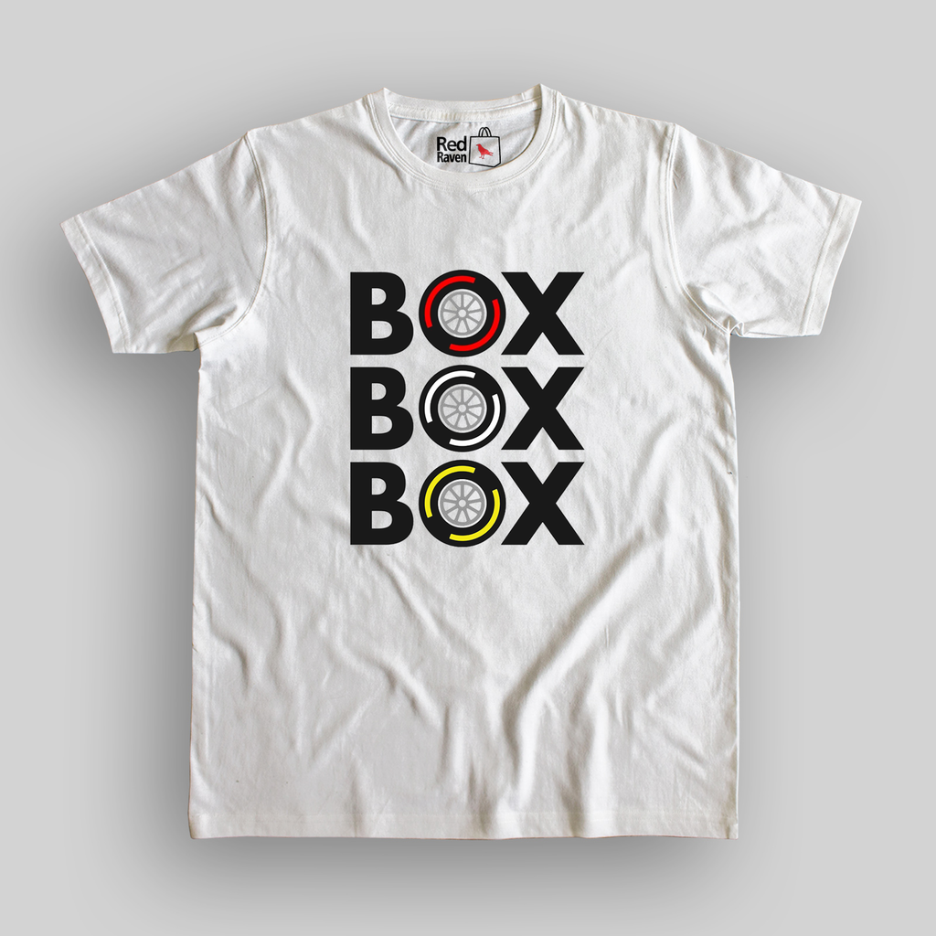 BOX BOX BOX Formula 1 Unisex White T-shirt