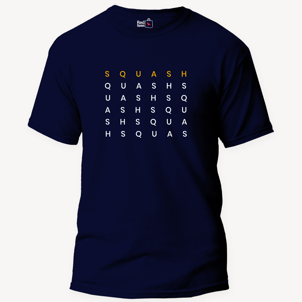 Squash Word Art Unisex Navy Blue T Shirt