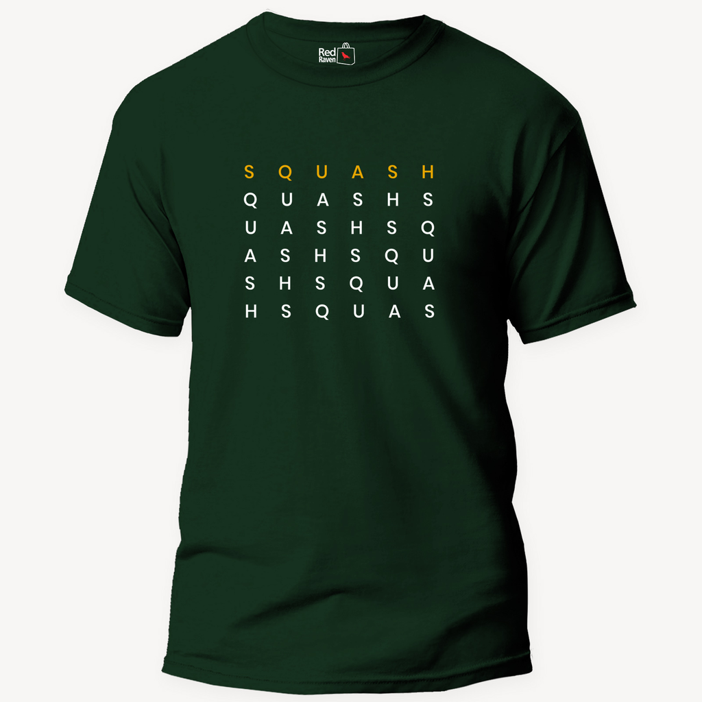 Squash Word Art Unisex Olive Green T Shirt
